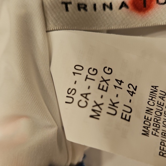 TRINA TURK Off-the-Shoulder Moroccan Paisley Print Bikini Top Dark Teal 10 NWOT - Picture 12 of 12